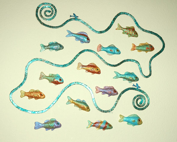 ‘Joy To The Fishes’, copper and polymer clay